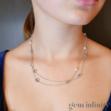 Upload image to gallery, White gold, topaz and pearl necklace