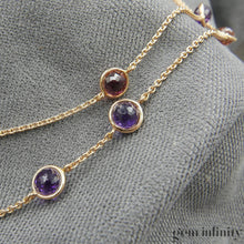 Upload image to gallery, Necklace two rows pink gold tourmalines and amethysts