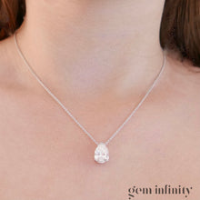 Upload image to gallery, White gold necklace, large pear shape diamond 2.86 ct