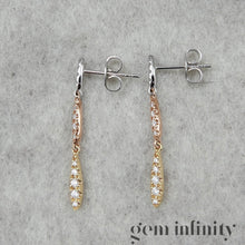 Charger l'image dans la galerie, Pendants d'oreilles or rose, jaune et gris serti de diamants