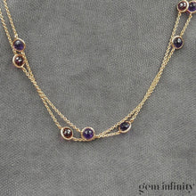 Upload image to gallery, Necklace two rows pink gold tourmalines and amethysts