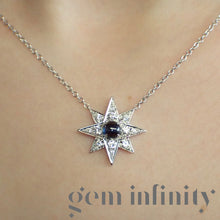 Upload image to gallery, Adler, white gold star necklace, sapphire and diamonds
