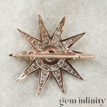 Upload image to gallery, 19th century star brooch silver on rose gold set with diamonds

