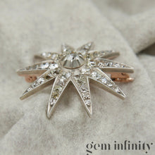 Upload image to gallery, 19th century star brooch silver on rose gold set with diamonds

