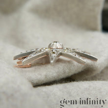 Upload image to gallery, 19th century star brooch silver on rose gold set with diamonds
