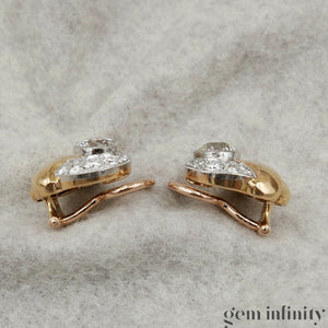 Pair of 1940s-50s gold and diamond ear clips