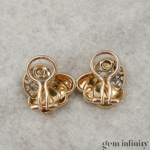 Pair of 1940s-50s gold and diamond ear clips