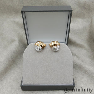 Pair of 1940s-50s gold and diamond ear clips