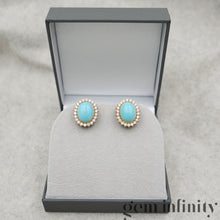Upload image to gallery, Pair of gold, turquoise and diamond ear clips
