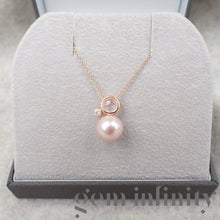 Upload image to gallery, Mimi, pink gold, diamond, pink quartz and pearl necklace
