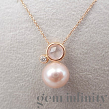 Upload image to gallery, Mimi, pink gold, diamond, pink quartz and pearl necklace
