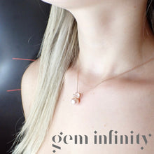 Upload image to gallery, Mimi, pink gold, diamond, pink quartz and pearl necklace
