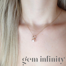 Upload image to gallery, Mimi, pink gold, diamond, pink quartz and pearl necklace
