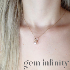 Mimi, pink gold, diamond, pink quartz and pearl necklace