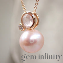 Upload image to gallery, Mimi, pink gold, diamond, pink quartz and pearl necklace

