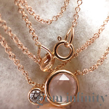 Upload image to gallery, Mimi, pink gold, diamond, pink quartz and pearl necklace

