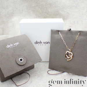 Dinh Van 750 Gold and diamond heart handcuff pendant on chain