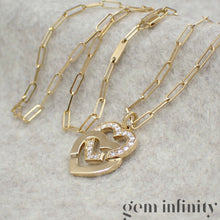 Upload image to gallery, Dinh Van 750 Gold and diamond heart handcuff pendant on chain
