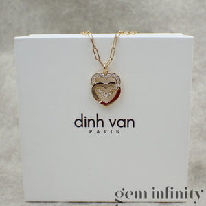 Dinh Van 750 Gold and diamond heart handcuff pendant on chain