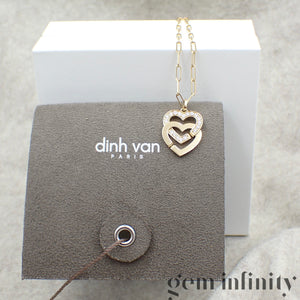 Dinh Van 750 Gold and diamond heart handcuff pendant on chain