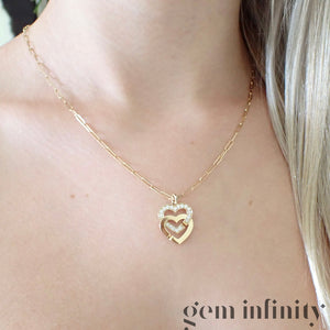 Dinh Van 750 Gold and diamond heart handcuff pendant on chain