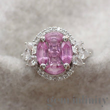 Charger l'image dans la galerie, Bague illusion saphirs roses et diamants
