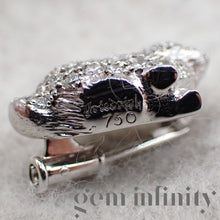 Charger l&#39;image dans la galerie, Broche lapin or gris, diamants et rubis
