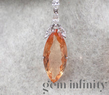 Upload image to gallery, White gold impressive pair of earrings, imperial topazes and diamonds
