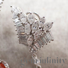 Upload image to gallery, White gold impressive pair of earrings, imperial topazes and diamonds
