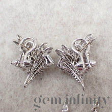 Upload image to gallery, White gold impressive pair of earrings, imperial topazes and diamonds
