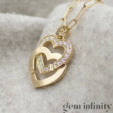 Upload image to gallery, Dinh Van 750 Gold and diamond heart handcuff pendant on chain
