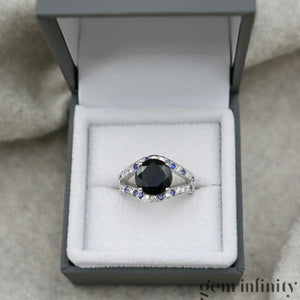 Mauboussin, ‘Ni naïve ni soumise vraie’, white gold ring set with sapphires and diamonds