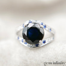 Upload image to gallery, Mauboussin, ‘Ni naïve ni soumise vraie’, white gold ring set with sapphires and diamonds
