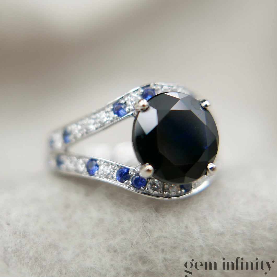 Mauboussin, ‘Ni naïve ni soumise vraie’, white gold ring set with sapphires and diamonds