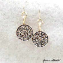 Upload image to gallery, Pair of gold and brown diamond earrings
