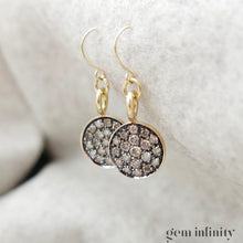 Upload image to gallery, Pair of gold and brown diamond earrings
