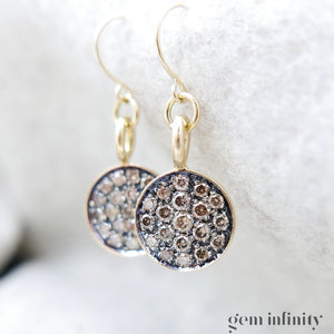 Pair of gold and brown diamond earrings