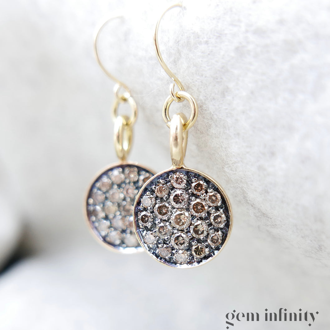 Pair of gold and brown diamond earrings