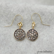 Upload image to gallery, Pair of gold and brown diamond earrings
