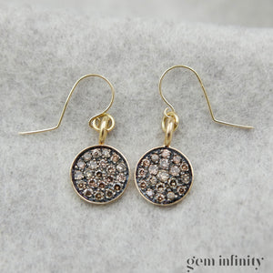 Pair of gold and brown diamond earrings