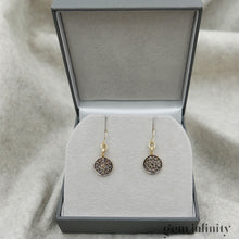 Upload image to gallery, Pair of gold and brown diamond earrings

