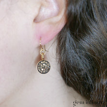 Upload image to gallery, Pair of gold and brown diamond earrings
