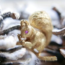 Upload image to gallery, Hermès, gold and ruby squirrel brooch
