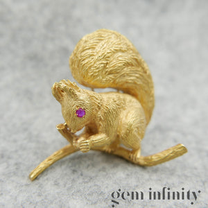 Hermès, gold and ruby squirrel brooch