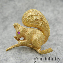 Upload image to gallery, Hermès, gold and ruby squirrel brooch
