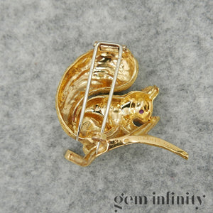 Hermès, gold and ruby squirrel brooch