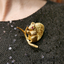 Upload image to gallery, Hermès, gold and ruby squirrel brooch
