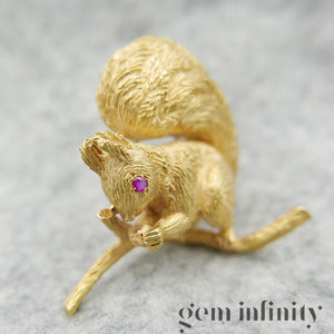 Hermès, gold and ruby squirrel brooch