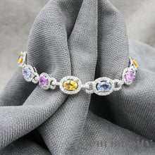 Upload image to gallery, White gold bracelet, colored sapphires and diamonds
