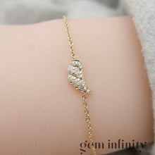 Upload image to gallery, Gold and diamond angel wing bracelet
